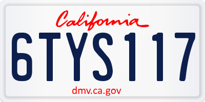 CA license plate 6TYS117