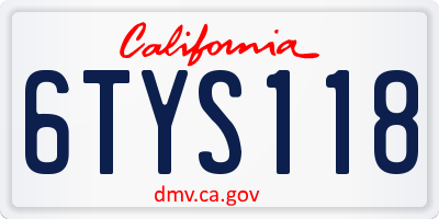 CA license plate 6TYS118