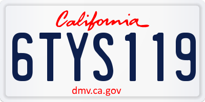 CA license plate 6TYS119