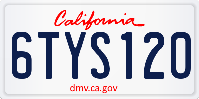 CA license plate 6TYS120