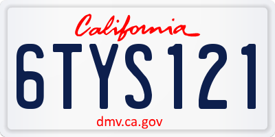CA license plate 6TYS121