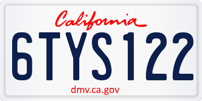 CA license plate 6TYS122