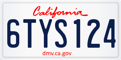 CA license plate 6TYS124