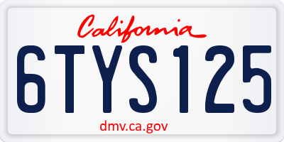 CA license plate 6TYS125