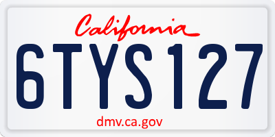 CA license plate 6TYS127