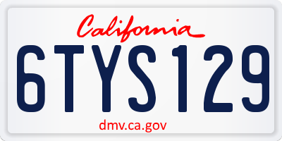 CA license plate 6TYS129