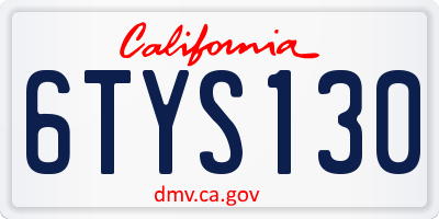 CA license plate 6TYS130