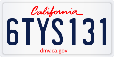 CA license plate 6TYS131