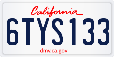 CA license plate 6TYS133