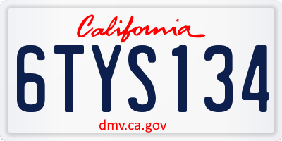 CA license plate 6TYS134