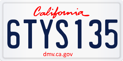 CA license plate 6TYS135