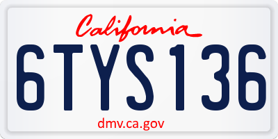 CA license plate 6TYS136