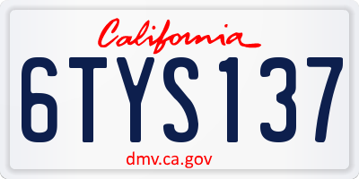 CA license plate 6TYS137