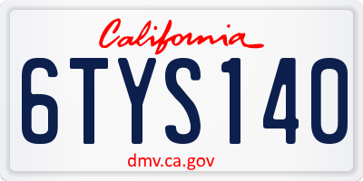CA license plate 6TYS140