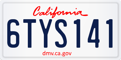 CA license plate 6TYS141