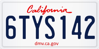 CA license plate 6TYS142