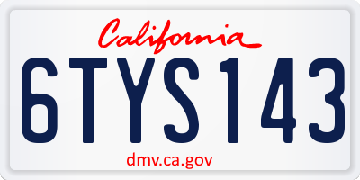 CA license plate 6TYS143