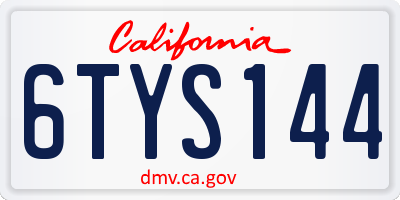 CA license plate 6TYS144