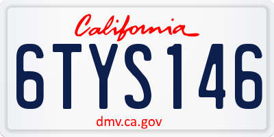 CA license plate 6TYS146
