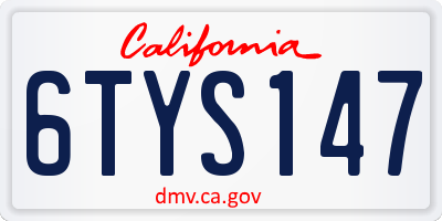 CA license plate 6TYS147