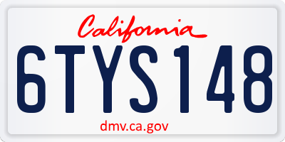 CA license plate 6TYS148