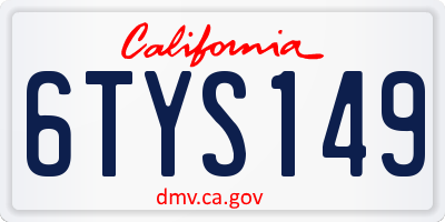 CA license plate 6TYS149