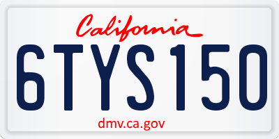 CA license plate 6TYS150