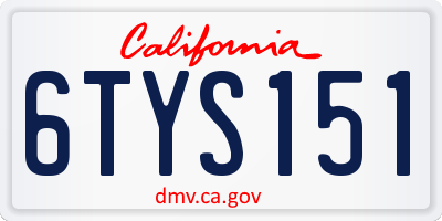 CA license plate 6TYS151