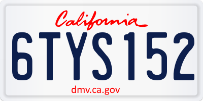 CA license plate 6TYS152