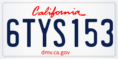 CA license plate 6TYS153