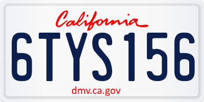 CA license plate 6TYS156