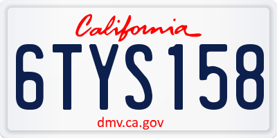 CA license plate 6TYS158