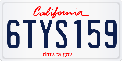 CA license plate 6TYS159