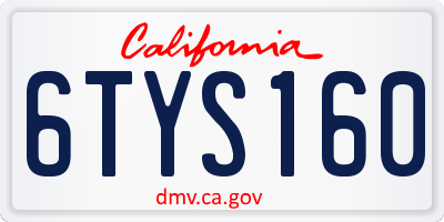 CA license plate 6TYS160