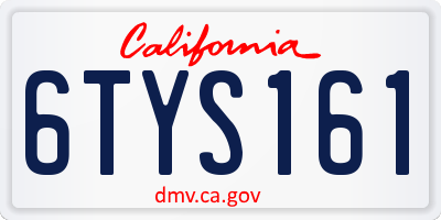 CA license plate 6TYS161