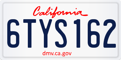 CA license plate 6TYS162