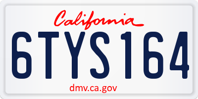 CA license plate 6TYS164