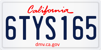CA license plate 6TYS165