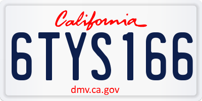 CA license plate 6TYS166
