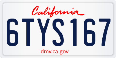 CA license plate 6TYS167