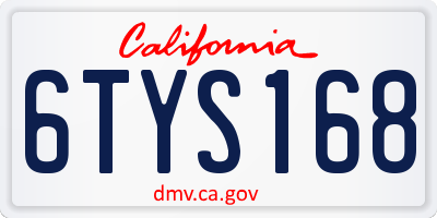 CA license plate 6TYS168