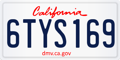 CA license plate 6TYS169