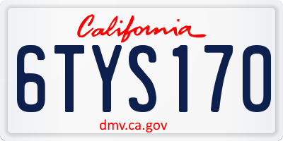 CA license plate 6TYS170