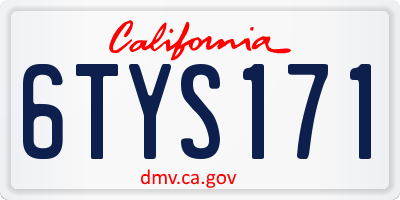 CA license plate 6TYS171