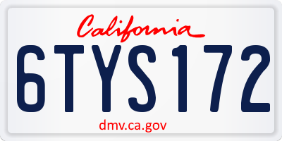 CA license plate 6TYS172
