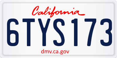 CA license plate 6TYS173