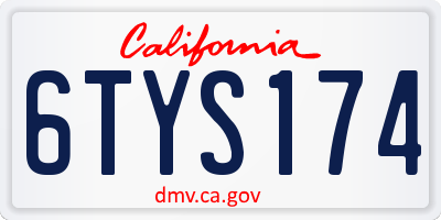 CA license plate 6TYS174