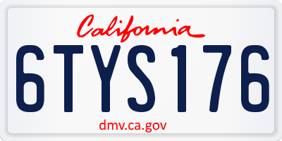 CA license plate 6TYS176