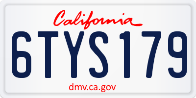 CA license plate 6TYS179