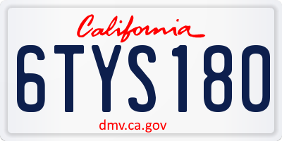 CA license plate 6TYS180